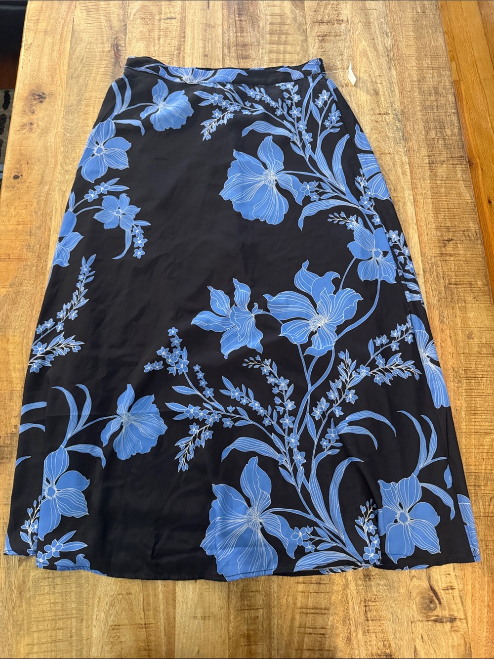 Calypso St Barth Blue and Black Tropical floral maxi skirt size large NEW NWT